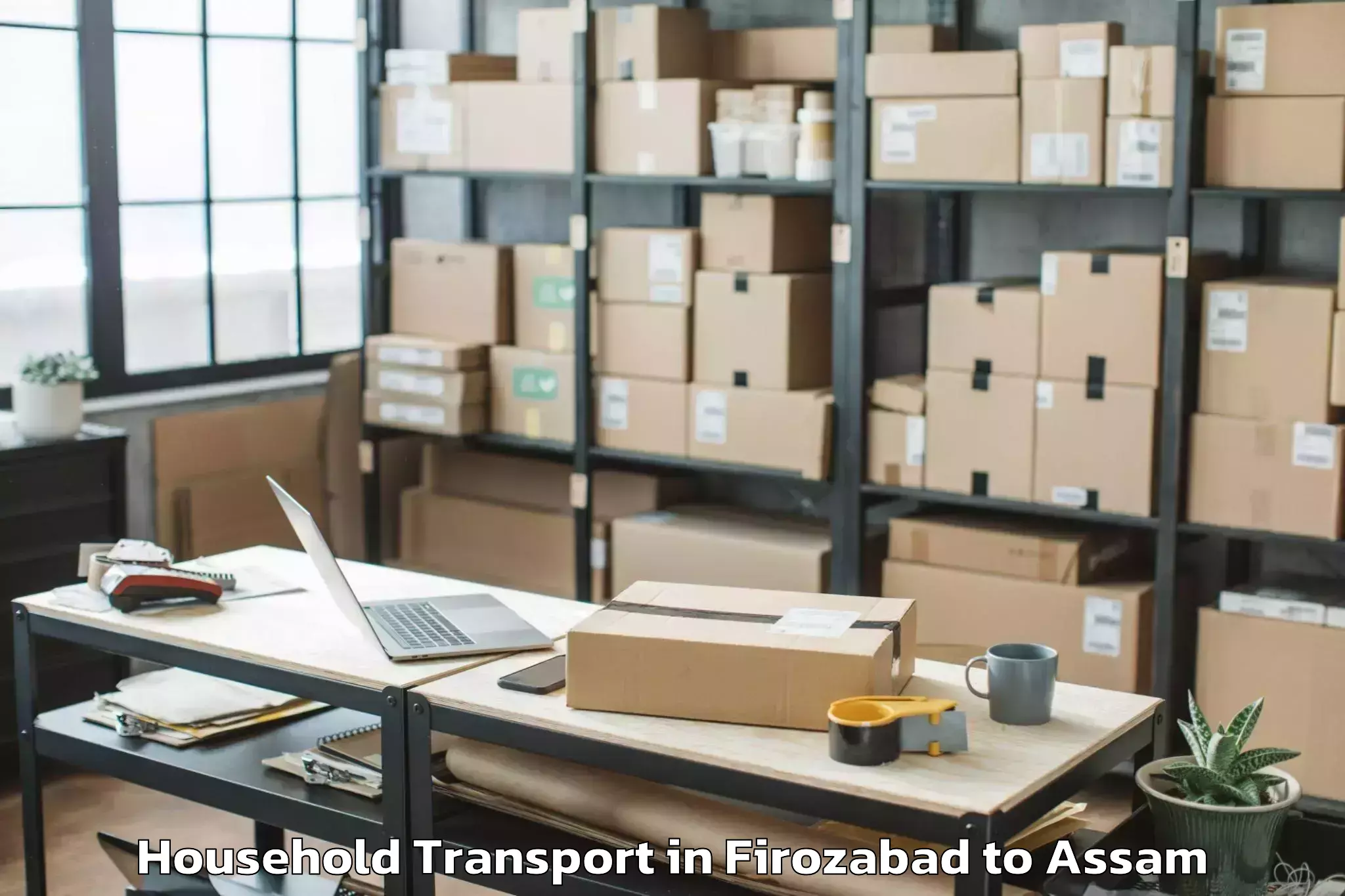 Reliable Firozabad to Marigaon Household Transport